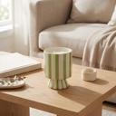  13 oz Green Stripe Pedestal Ceramic Candle – Cavana