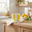  16 oz Yellow Stripe Pedestal Ceramic Candle – Lemon Burst