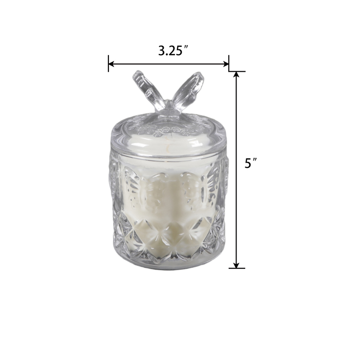 3.25" Glass Candle with Butterfly Lid - Vanilla 7 oz