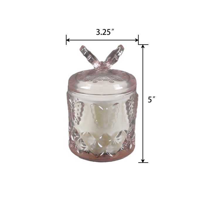 3.25" Glass Candle with Butterfly Lid - Peony 7 oz