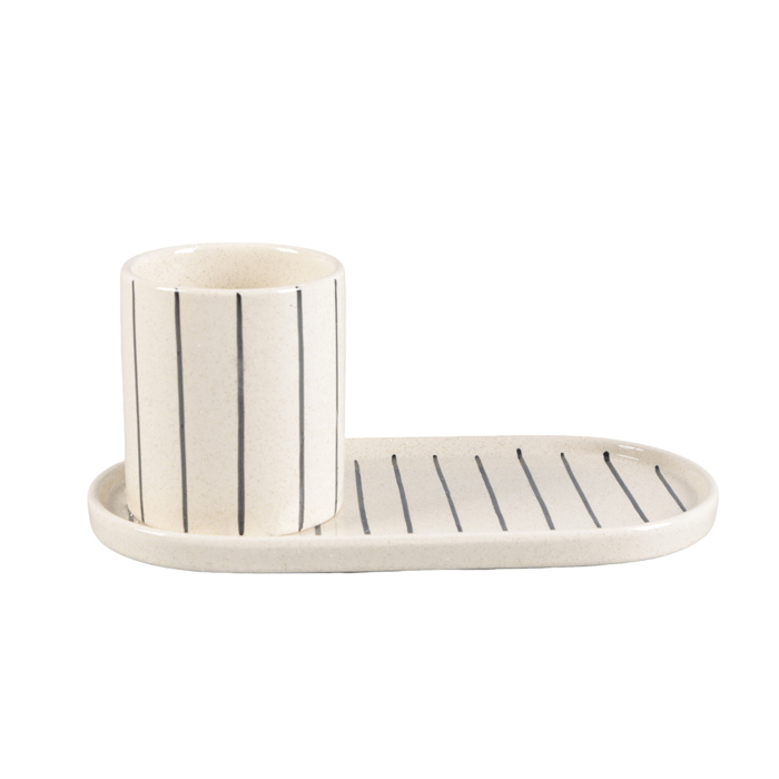 10" Ceramic Tray with Pencil Holder