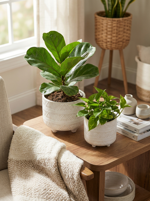 Set of 2 Sunrise Footed Planters
