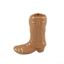 Brown 8.5" Pink Ceramic Cow Girl Boot Vase