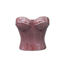  Iridescent Burgundy Corset Ceramic Vase – 7" Sculptural Bust Planter