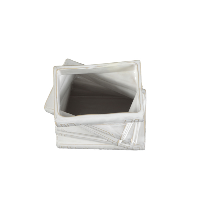 Ivory Ceramic Stacked Books Vase