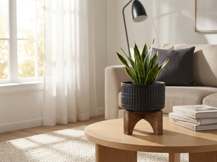 7" Roman Matte Black  Ceramic Planter