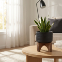  7" Roman Matte Black  Ceramic Planter