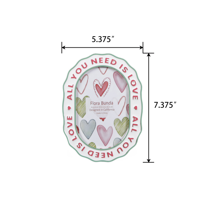 Oval "All You Need Is Love" Alloy Picture Frame – 4x6