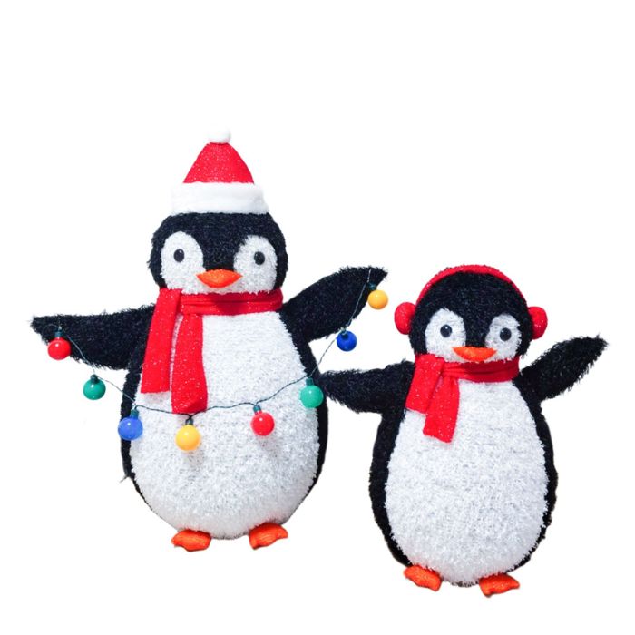 2-piece Lighted Pop-up Red Penguin Family