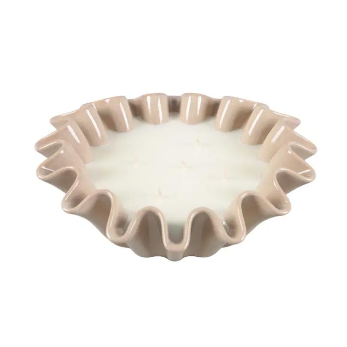 17 oz Ruffle Bowl Ceramic Candle – Veranda (Beige)