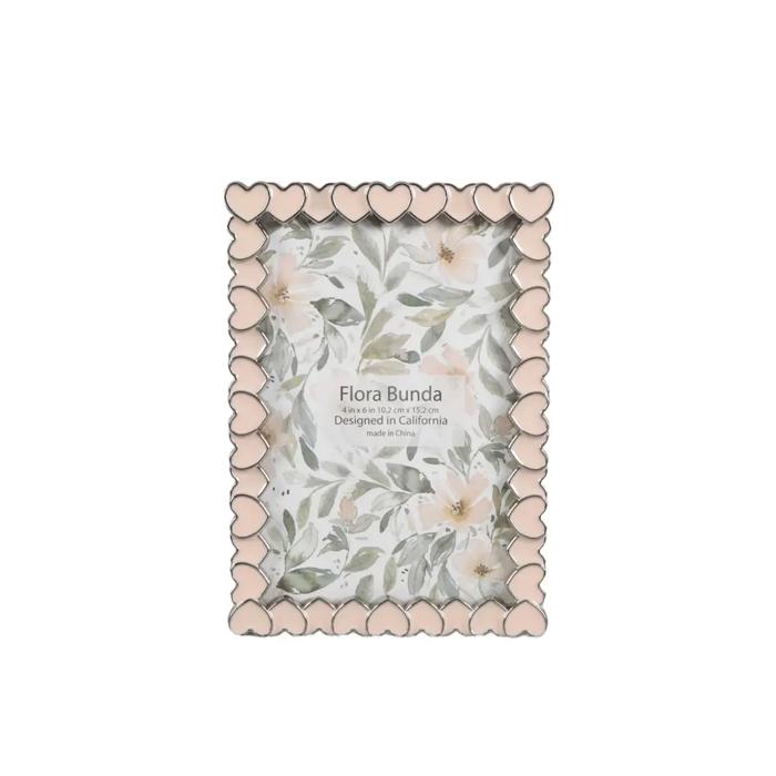 4x6 White Heart Zinc Alloy Frame