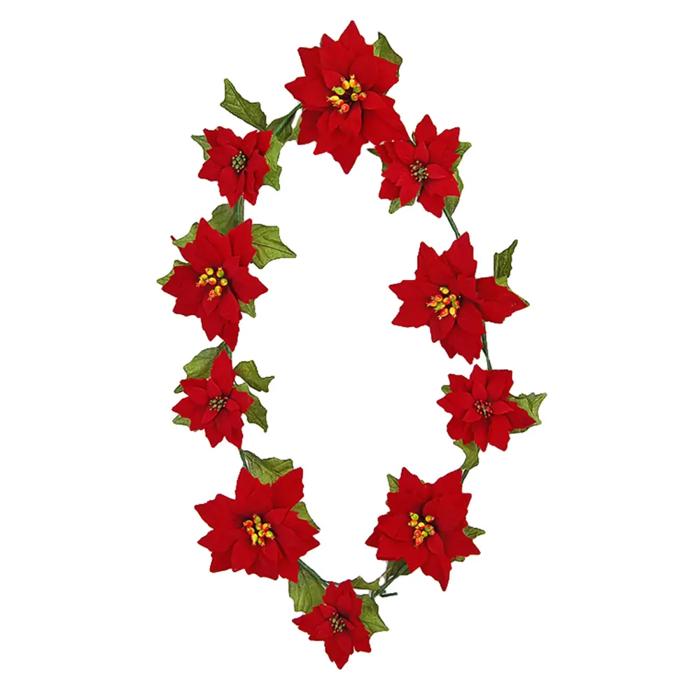10 FT Artificial Faux Poinsettia Garland