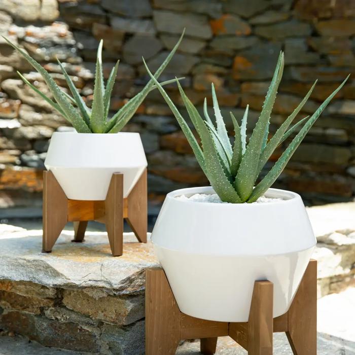 Set of 2 13" & 10" Opening Ceramic Planters