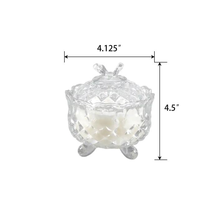 4.5” Clear Cut Glass Lidded Candle – Peony Garden 
