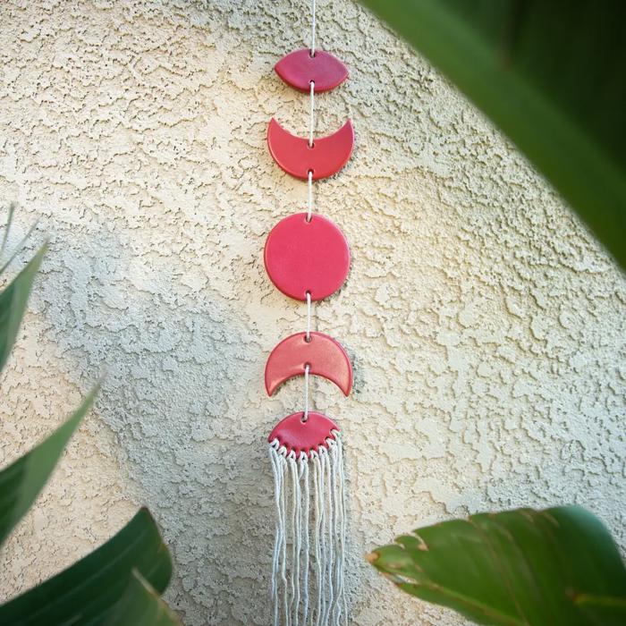 Red Moon Phase Wind Chime 