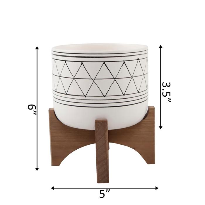 5" White & Black Geo Planter