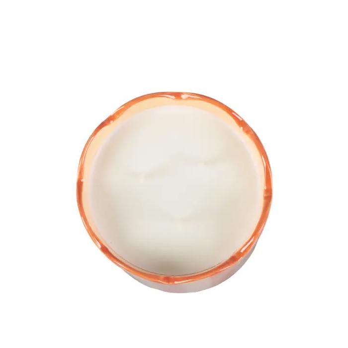 15 oz Orange Scallop Stripe Ceramic Candle – Fresh Peaches