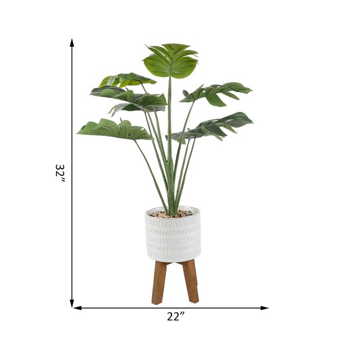 32" Split-leaf in 8" Raindrop Planter