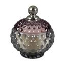  4.25" Glass Bubble Candle with Metal Knob Lid - Santal 5 oz