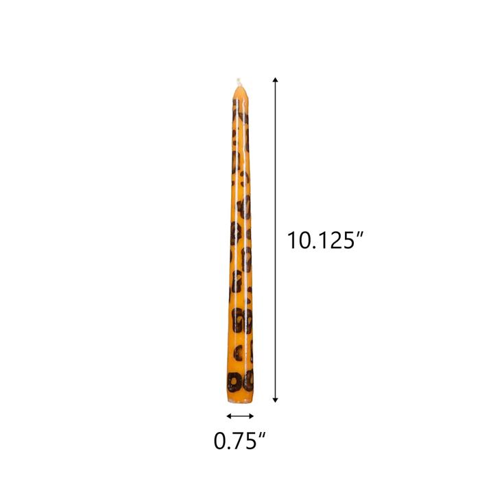Set of 10.1" Hand Painted Brown Leopard Taper Candles (5oz)