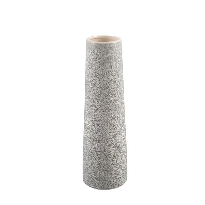 14" Leather Finish Ceramic Vase