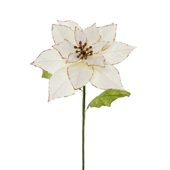 10" Artificial Faux Poinsettia with Stem