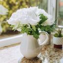  11.5" White Peony in Water Pot 