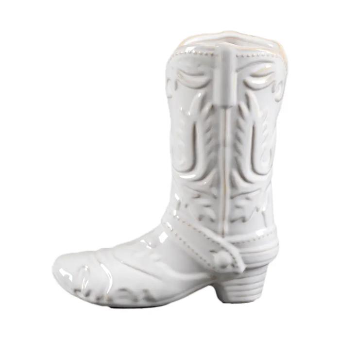 8.5" Pink Ceramic Cow Girl Boot Vase