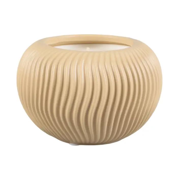 14 oz Wavy Ribbed Ceramic Bowl Candle – Veranda (Beige)