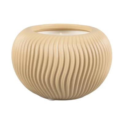 14 oz Wavy Ribbed Ceramic Bowl Candle – Veranda (Beige)