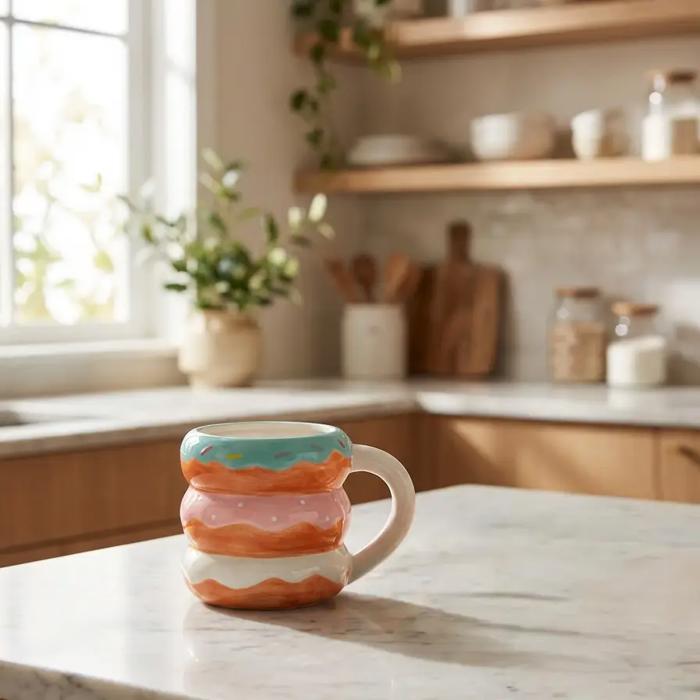 18 OZ Donut Stack Ceramic Mug  