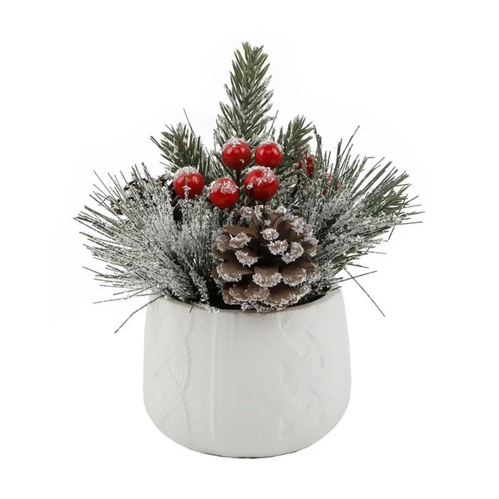 8" White Sweater Ceramic Planter