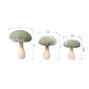  Set of 3 Velvet Mushroom on Wood Stem L,M,S (SAGE)