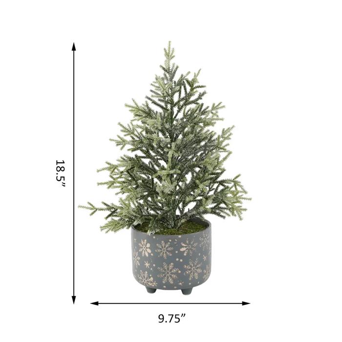 19" Frosted Tree in Snowflake Planter