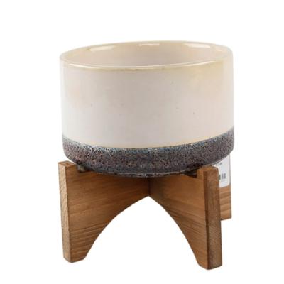 Ceramic Planter on Wood Stand