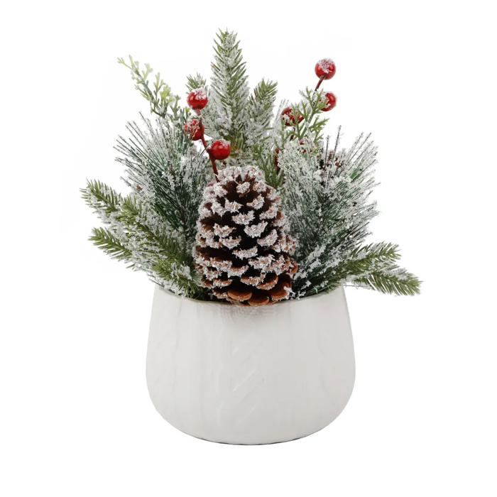 12.5" White Sweater Ceramic Planter 