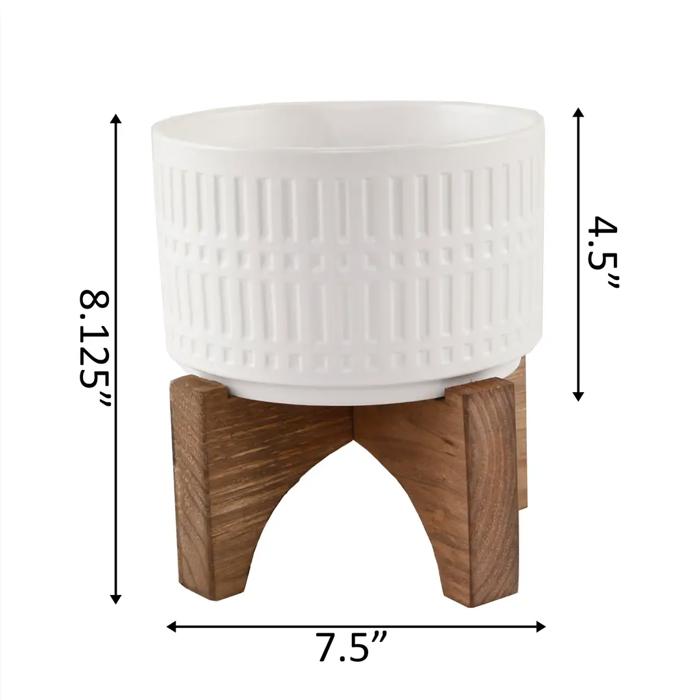 7" Roman White   Ceramic Planter
