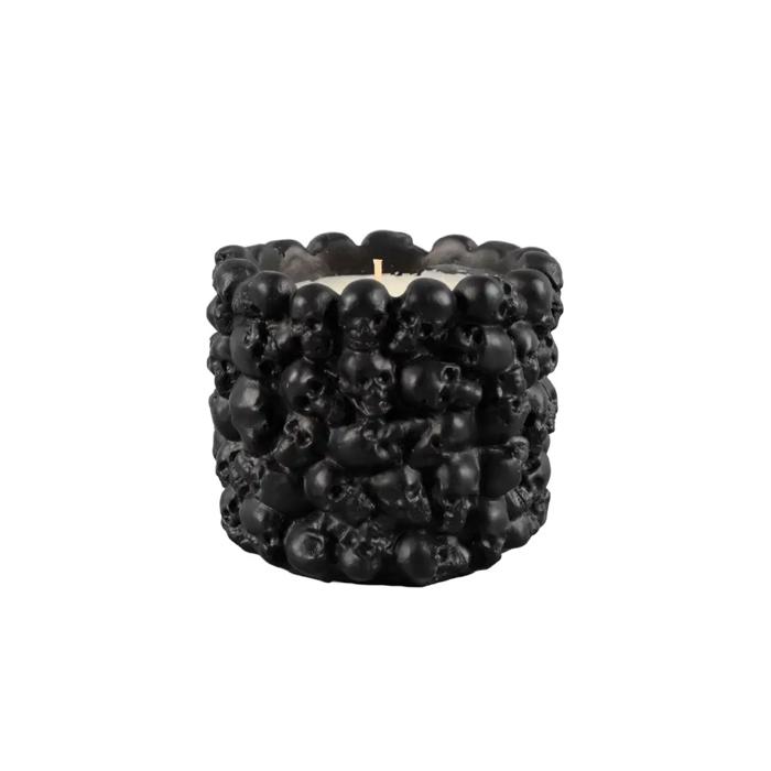 4.5"D Ceramic Black Skulls Candle - Midnight Spell (12oz)
