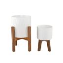  Set of 2 10" & 8"   Ridge Ceramic Planters