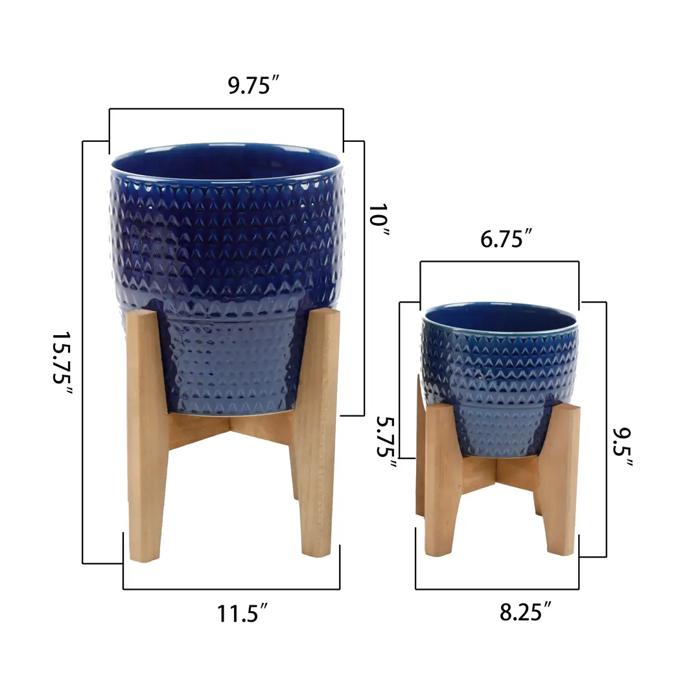 Set of 2 10" & 8" Pharaoh Ceramic Planters