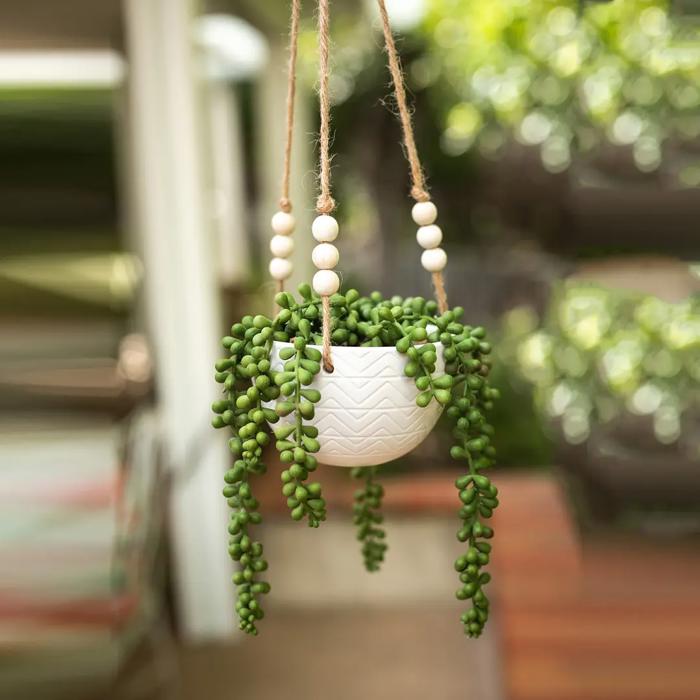 5.4" Caveman Ceramic Hanging Pot