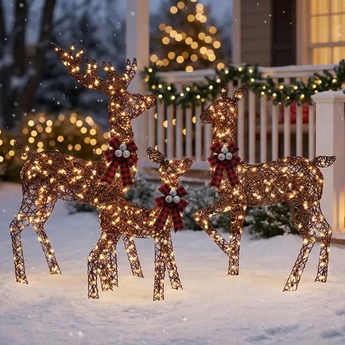 3-Piece Large Lighted Christmas Deer Family Set