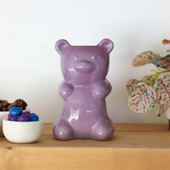 6.75"H Purple Gummy Bear Ceramic Vase 