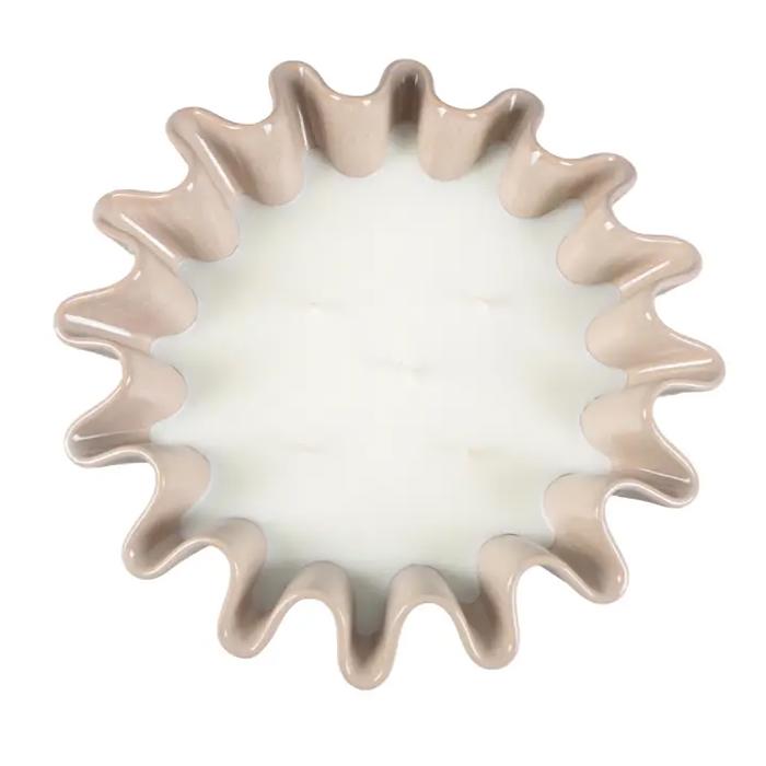 17 oz Ruffle Bowl Ceramic Candle – Veranda (Beige)