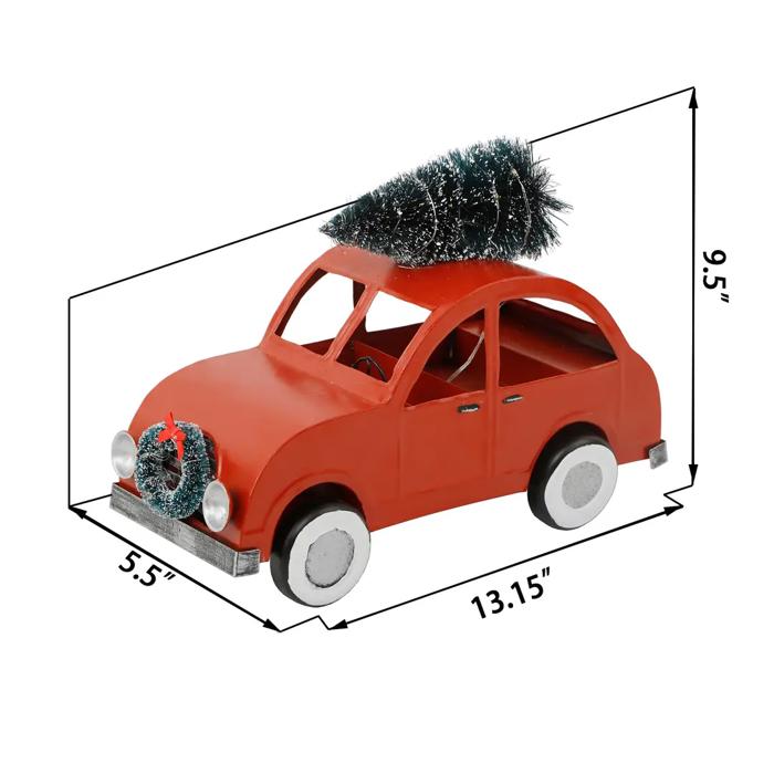 13" Led Tin Car with Tree 