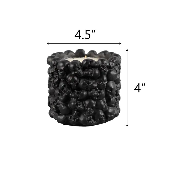 4.5"D Ceramic Black Skulls Candle - Midnight Spell (12oz)