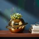  7"D Gold Planet Ceramic Planter