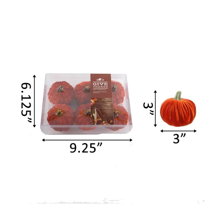 Set of 6 Velvet Pumpkins