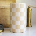  8.5" H Beige Checkered Ceramic Vase