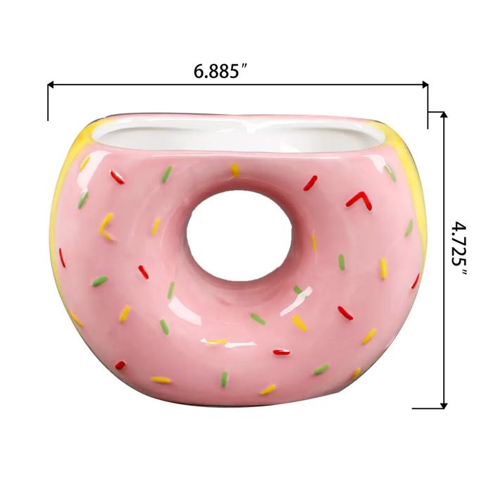 4.75"H Ceramic Pink   Frosting Donut Vase 